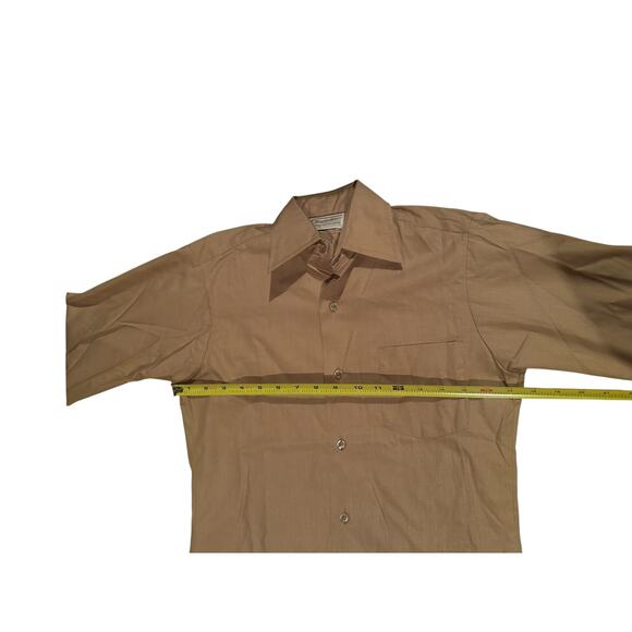 Vintage 70s 80s Hampshire House Van Heusen Khaki Shirt Mens Small Size 14 VTG - Picture 5 of 7